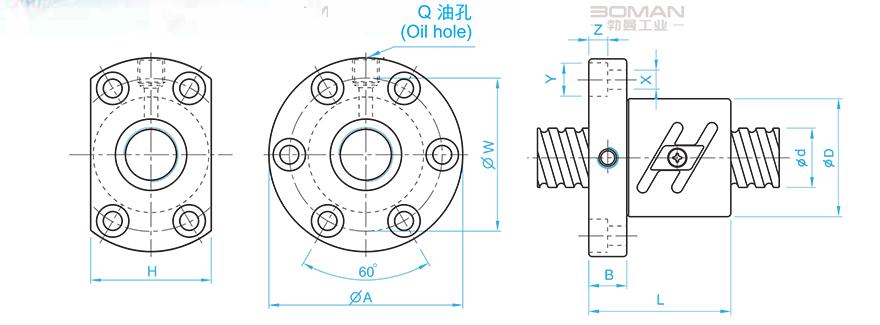 TBI SFT08020-7.5 tbi滚珠丝杆的规格表说明