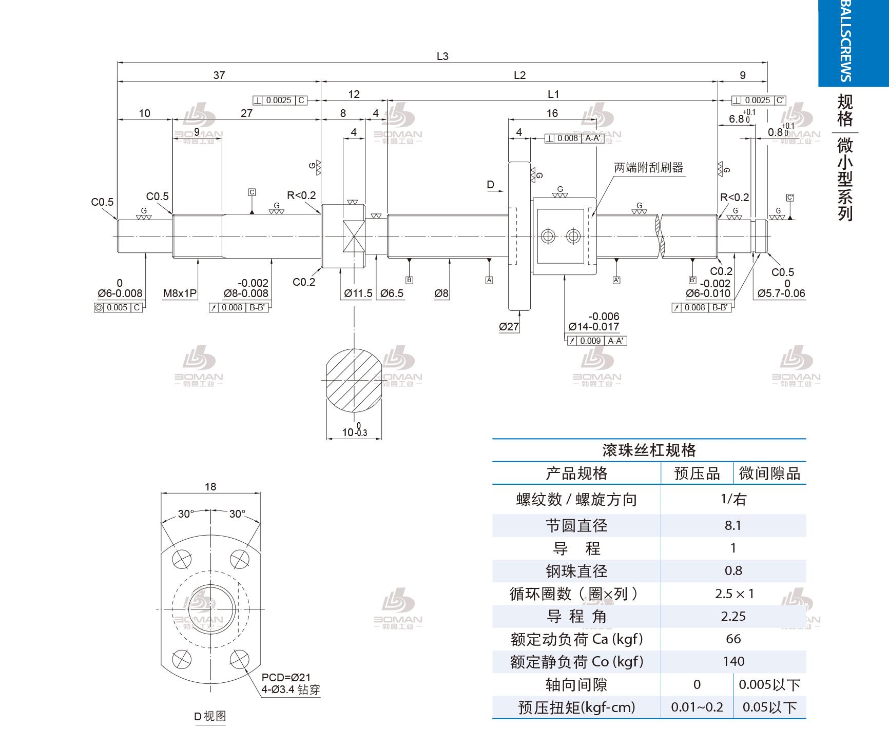 PMI FSM0801-C3-1R-0138 丝杆PMI