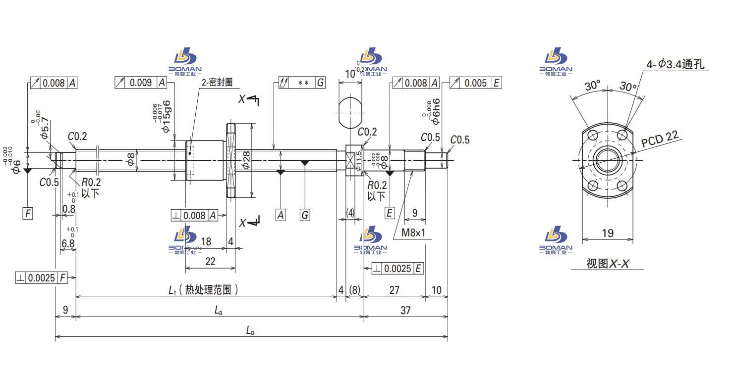 W0800MA-4Y-C3T1.5-FA标准滚珠丝杠