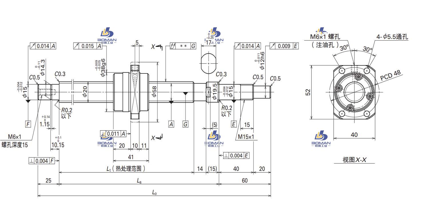 W2005FA-6GX-C5T40-SA标准滚珠丝杠