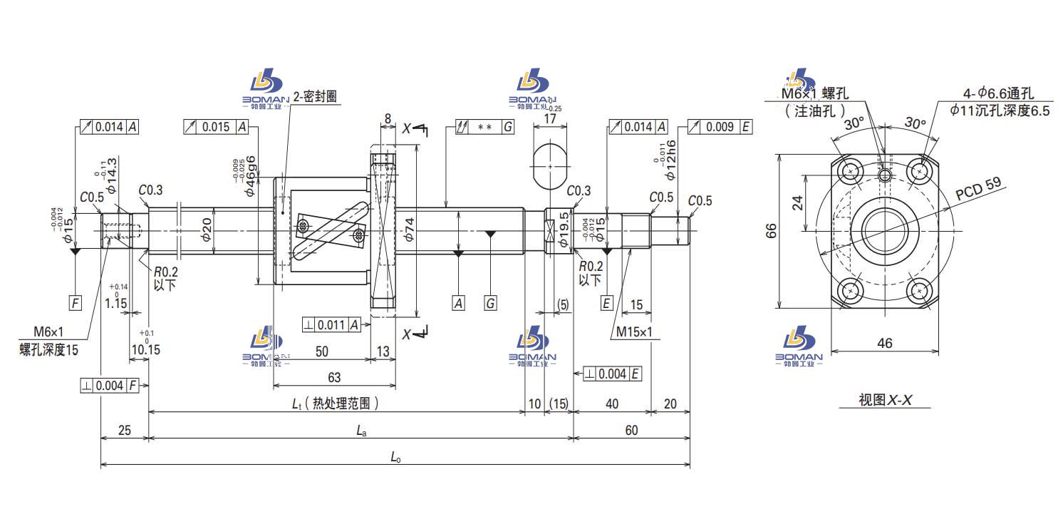 W2012FA-3P-C5Z20-SA标准滚珠丝杠